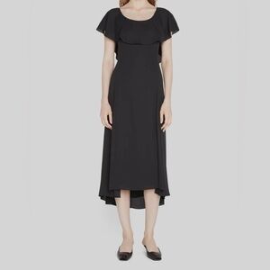 Theory Black Scoop Ruffle Dress